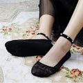 (10 PAIRS) Owlkay Ladies Summer Fashion Pearl Anklet Hollow Lace Invisible Boat Socks