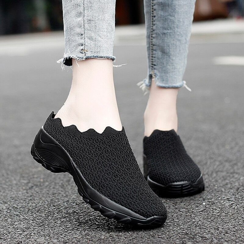 Stroll in Comfort with Owlkay Lazy Wavy Breathable Slip-On Walking Sho