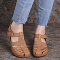 Owlkay - Soft PU Leather Closed Toe Vintage Anti-Slip Sandals