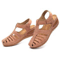 Owlkay - Soft PU Leather Closed Toe Vintage Anti-Slip Sandals