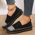 Owlkay Large Size Casual Shoes Women 2023 Spring New Loafers Thick Bottom Flat Rhinestone Fashion Women's Shoes