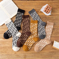 (5 PAIRS)Owlkay D Letter Combed Cotton Pile Socks