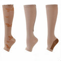( 3 PAIRS) Zippered Open Toe Compression Socks Support Stockings 20-30 mmHg