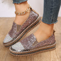 Owlkay Large Size Casual Shoes Women 2023 Spring New Loafers Thick Bottom Flat Rhinestone Fashion Women's Shoes