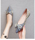 Owlkay Pointed Toe Bow Pearl Women's Shoes